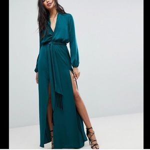The jetset diaries songbird green wrap maxi dress
